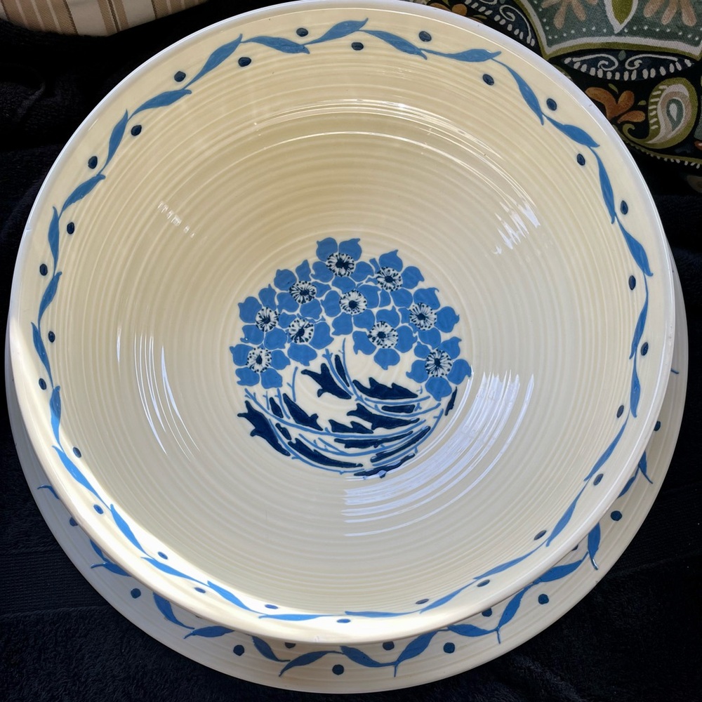 Vintage LARGE Charlotte Rhead Crown Ducal Bowl Blossom 3218 Pattern Flowers